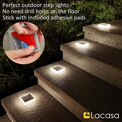 Lacasa Solar Deck Lights, 4 Pack 30LM LED Dock Lights Natural White 4000K, Ou...
