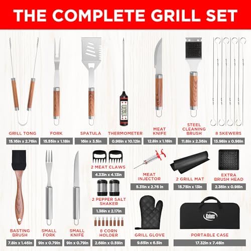 Kaluns 35PC BBQ Grill Tools Set – Heavy Duty Stainless Steel Grill Accessorie...