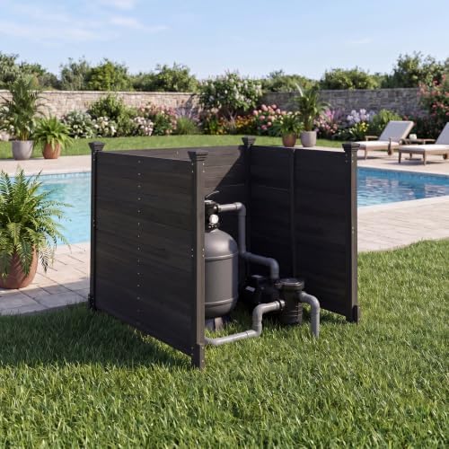 Giantex 3 Panels Wooden Privacy Fence with Stakes, 47" W x 45.5" H,...
