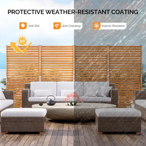 VINGLI 74" x 36" Wooden Privacy Fence for Trash Can, Air Conditione...