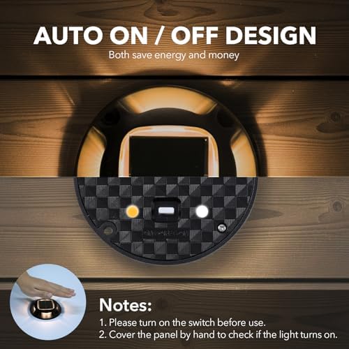 AGPTEK Solar Driveway Lights Outdoor 12 Pack, 2 Color Modes LED Deck Dock
