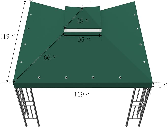 Sumfaller 10x10 FT Gazebo Replacement Canopy Top Double Tiered Canopy Top for...