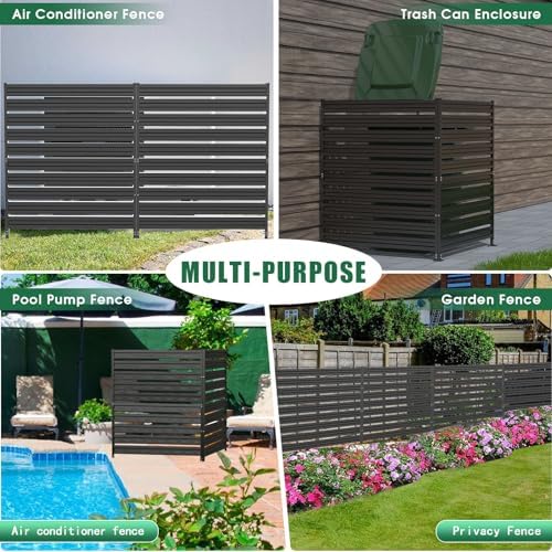 3 Panels Metal Air Conditioner Fence, 42" H x 38" W Privacy Fence P...