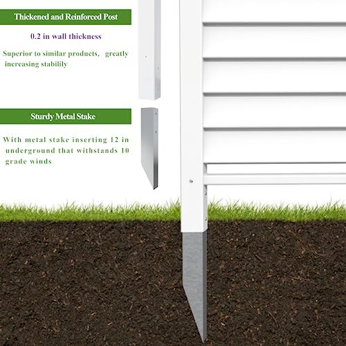 36" W X 45" H Reinforced White Vinyl Privacy Fence, Double Windproo...