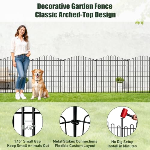 10 Panels No Dig Decorative Garden Fence, Dog Fence Outdoor for Yard