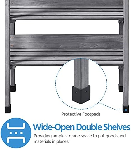 Yaheetech Potting Bench Outdoor Console Table w/3-Tier Storage,Gray