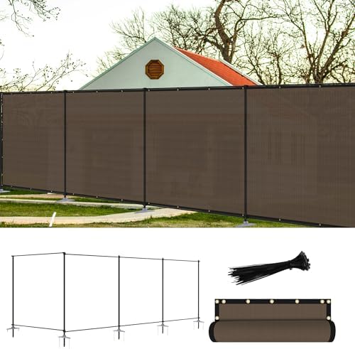 Outdoor 6' x 24' Privacy Fence with Iron Poles Rails Dog Fencing Pane...