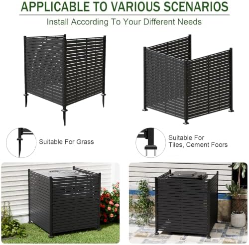 3 Panels Outdoor Air Conditioner Fence, 48" W X 51" H No-Dig Outdoo...