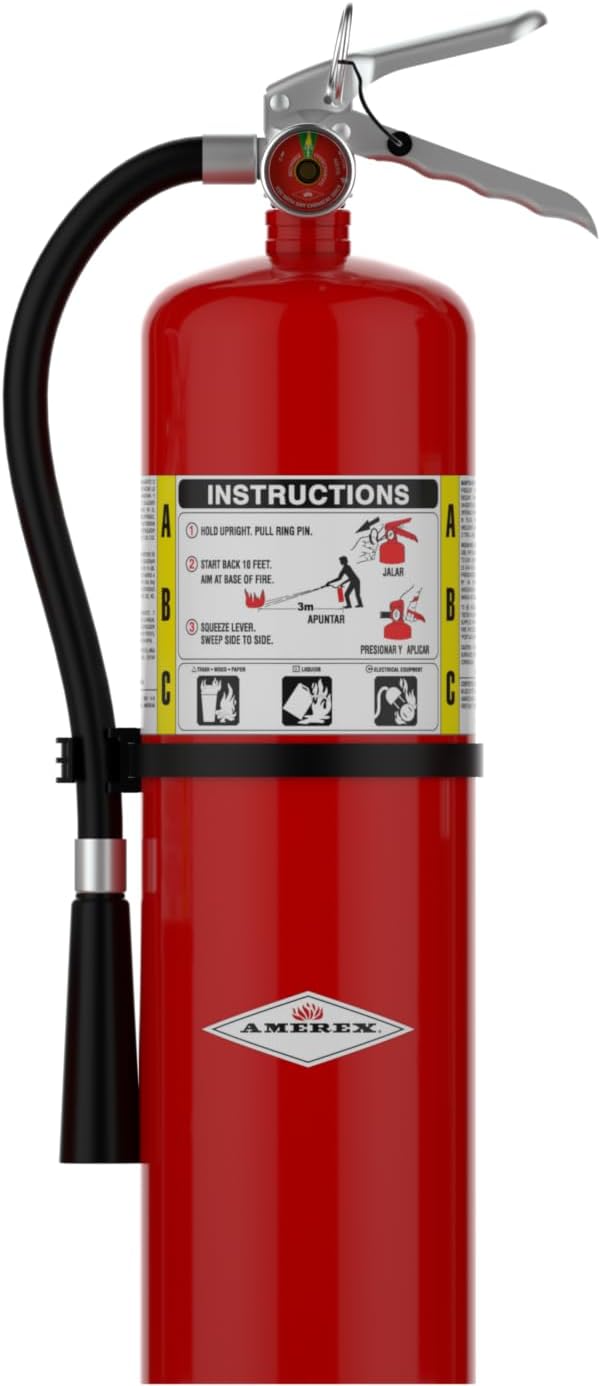 Amerex B456 ABC Dry Chemical Fire Extinguisher with Aluminum Valve, 10 lb. wi...