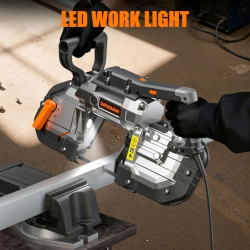 DOVAMAN Portable Band Saw, 10A Variable Speed, 5" Deep Cut Handheld Bandsaw