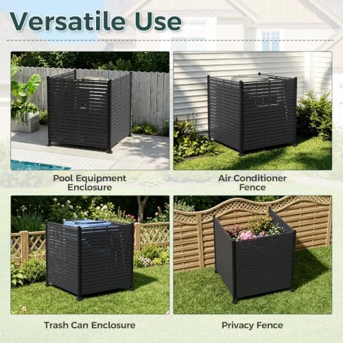 3 Panels Outdoor Air Conditioner Fence, 48" W X 51" H No-Dig Outdoo...