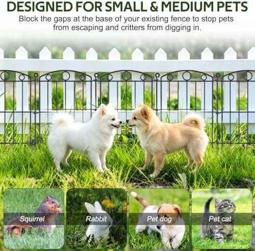 Decorative Garden Fence 17in x 30ft, 30 Panels No Dig Fence, Metal Fencing