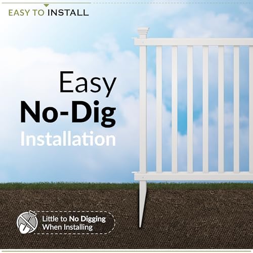 Zippity Baskenridge Picket Fence Panels, White Vinyl DIY No Dig Kit