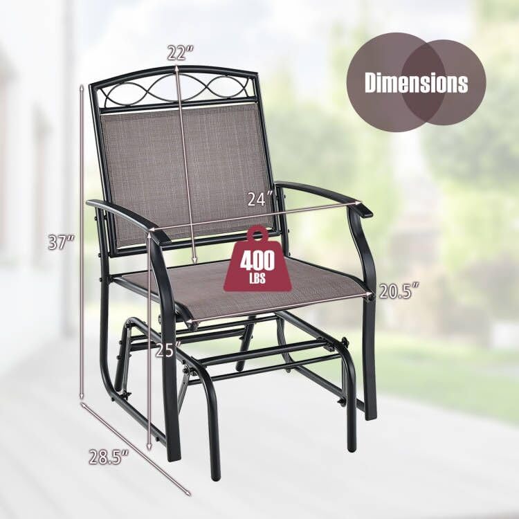 GIANTEX Patio Glider Chairs Set - 2 PCS Gliding Rocking Chairs w/Weather-Resi...
