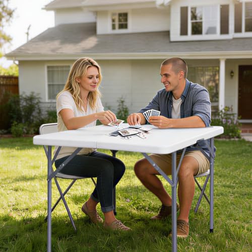 Lakhow 34" Square Folding Card Table, Fold in Half Heavy Duty Portable T...