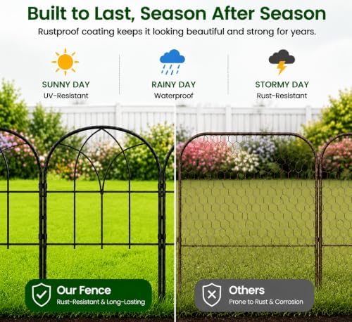Decorative Garden Fence, 20 ft No Dig Flower Bed Border, 19 Pack