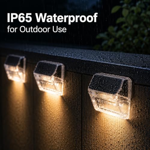 Qualdout Solar Outdoor Lights, 8 Pack Solar Fence Deck Lights, Waterproof Out...