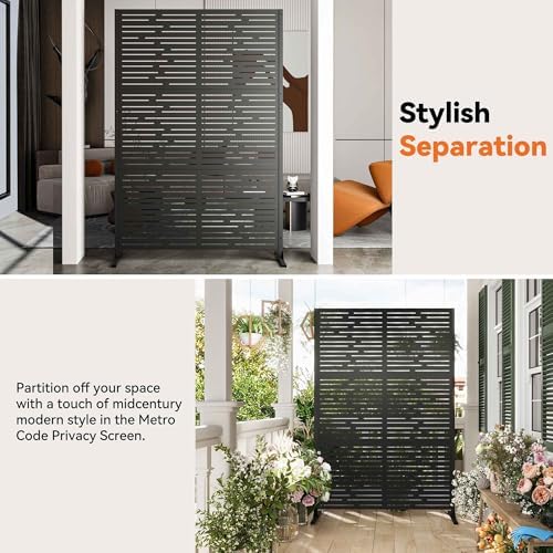 Modern Shade 4x6 FT Metal Privacy Screen with Artistic Modular Designs