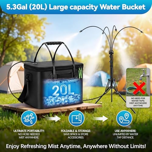Portable Misting System, 20L Bucket Stand Mister with 5.2FT Adjust Height