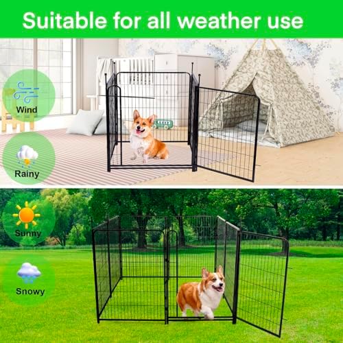 Tall Garden Fence Animal Barrier, 48 in(H) Fencing for Garden Beds, 4 Panels ...