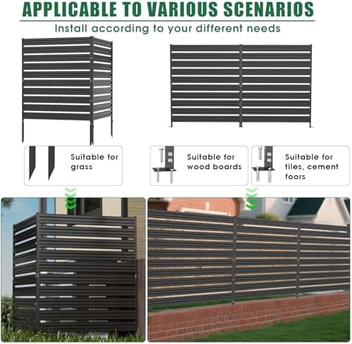 3 Panels Metal Air Conditioner Fence, 42" H x 38" W Privacy Fence P...