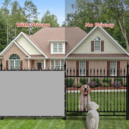 7' x 22' Custom Size Gray Privacy Screen Fence Cover Heavy Duty Fenci...