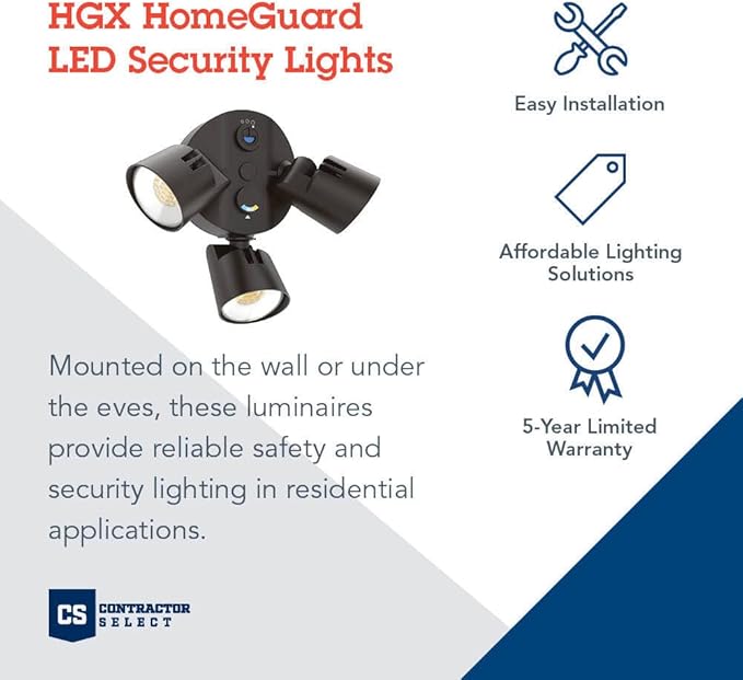 Lithonia Lighting HomeGuard 3-Light LED Outdoor Flood Lights, Outdoor LED Lig...