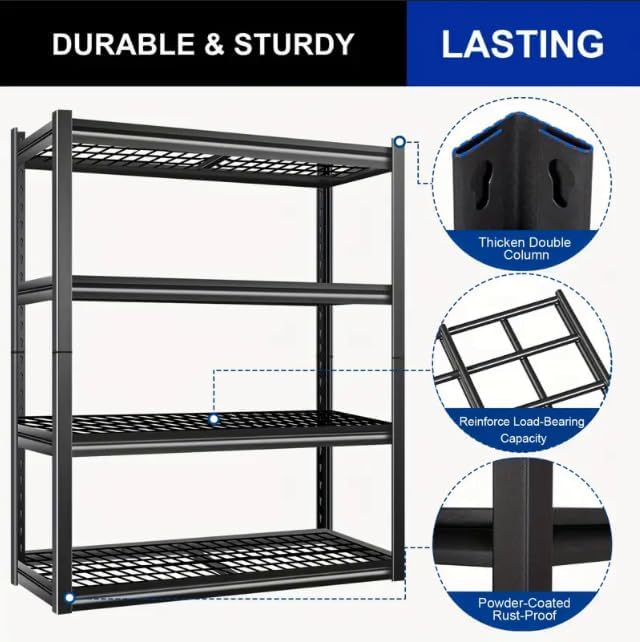 40''W Garage Storage Shelves, Heavy Duty Metal Shelving, 2240LBS