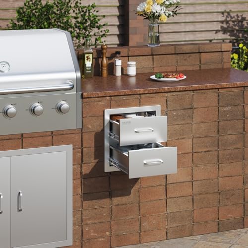 VEVOR Outdoor Kitchen Drawers 14"W x 14.3"H x 23"D Stainless S...