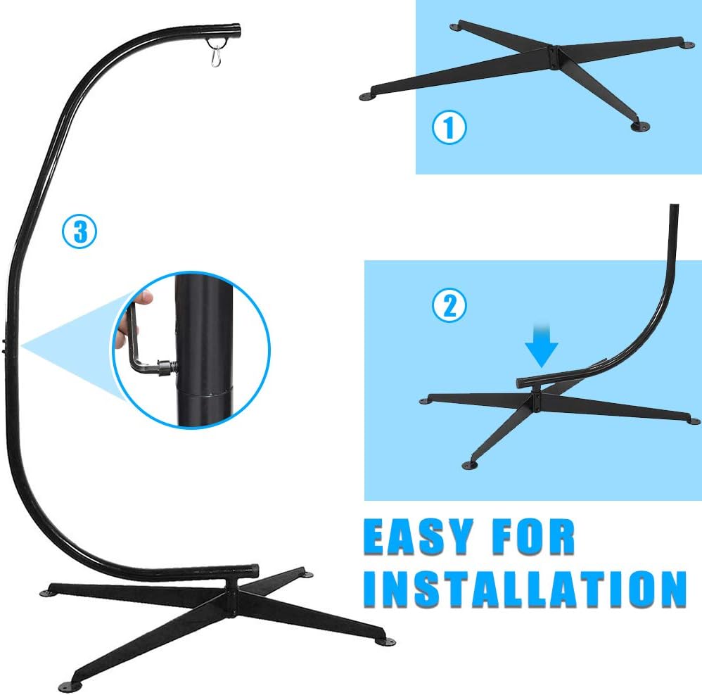 FDW Hanging Hammock Stands Hammock Chair Stands,C Stand Outdoor Solid Steel H...