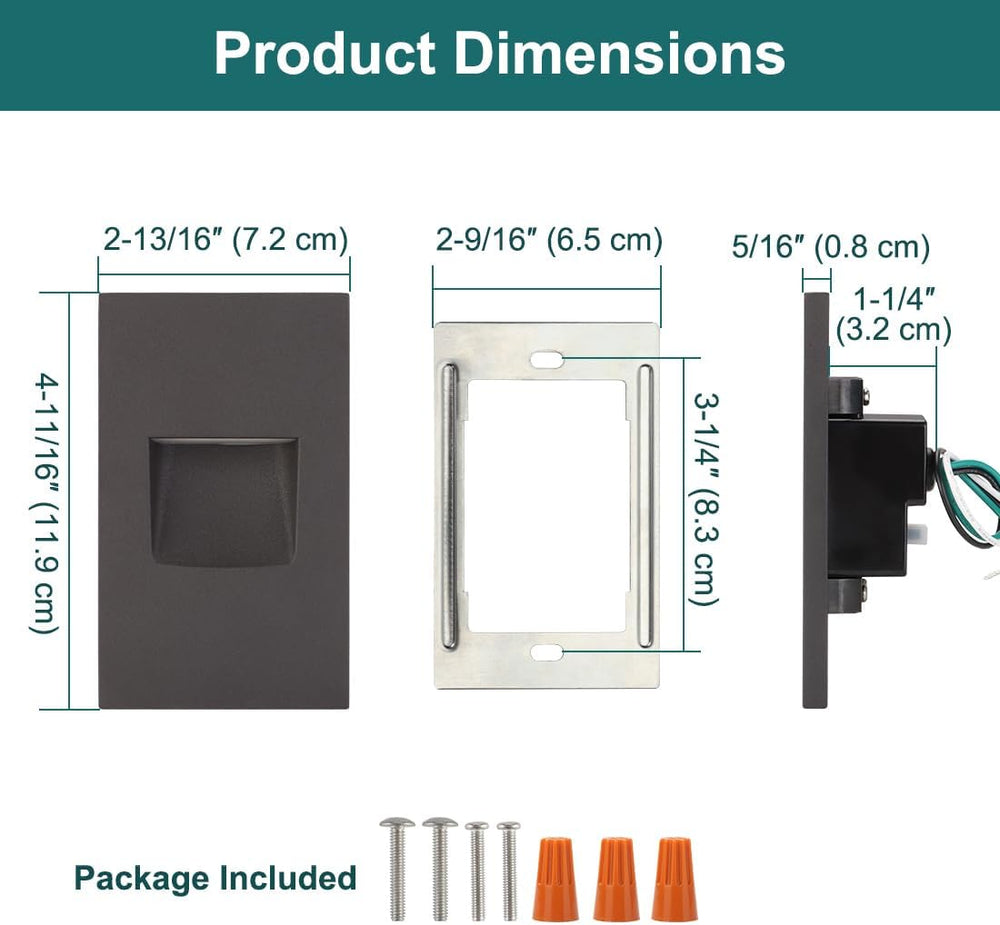 kadision 120V Vertical LED Step Lights, 3000K/4000K/5000K, 12-Pack