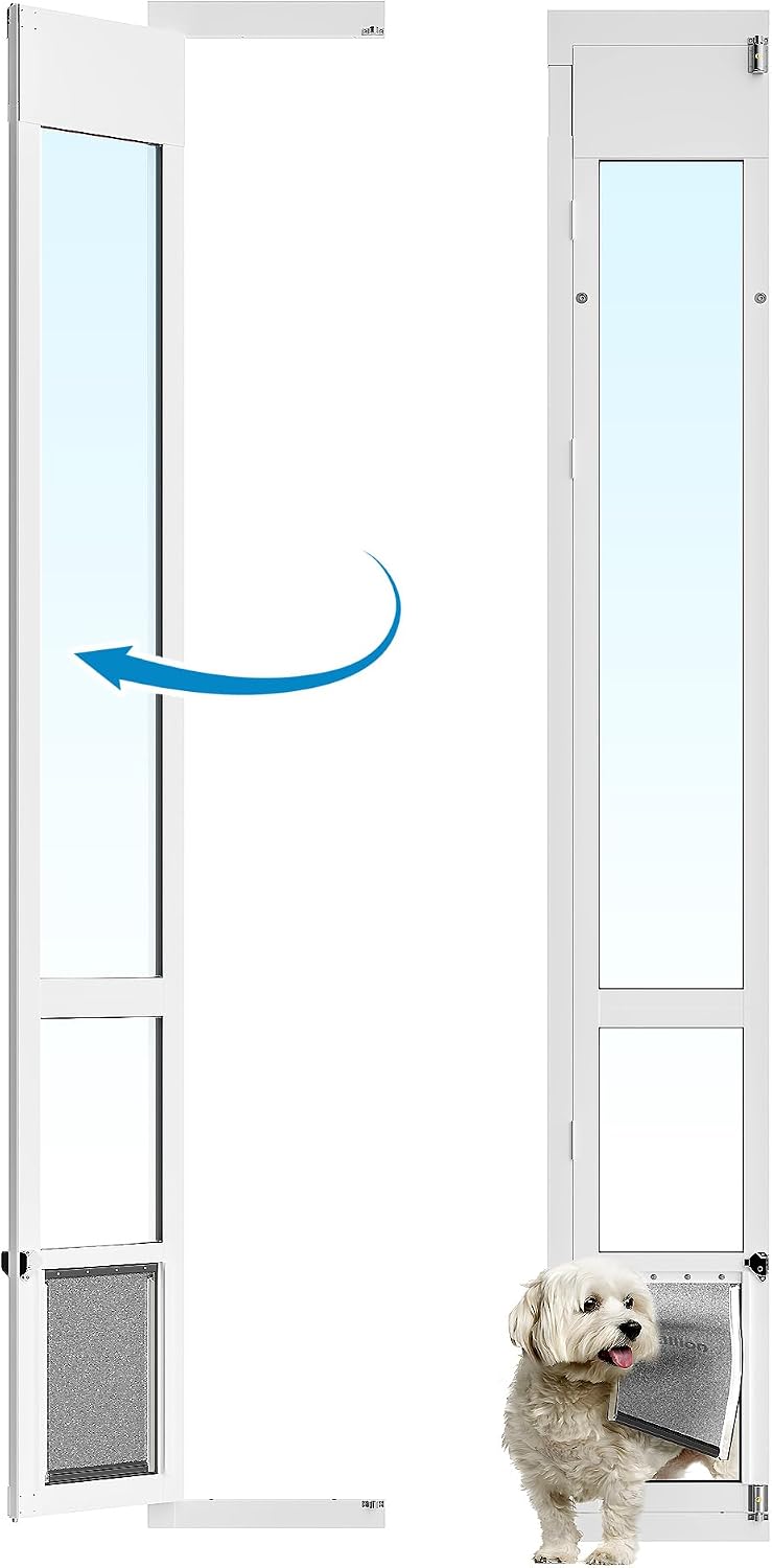 Medium Dog Door for Sliding Glass Doors, Adjustable Height 75 7/8" to 81...