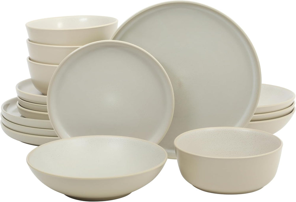 Gibson Elite Tribeca Loft 16-Piece Dinnerware Set – Matte Cream and White Rea...