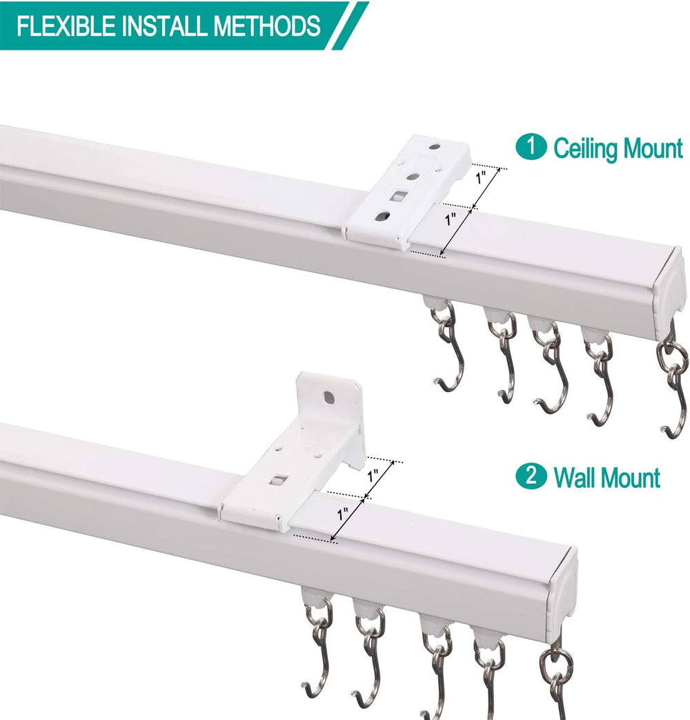 ChadMade Ceiling Track Kit with Hooks, Wall Mount Curtain Track, x-Large Size...