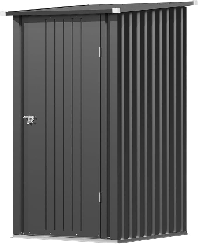 Devoko 3x3 FT Outdoor Storage Shed, Small Garden Tool Shed with Single Lockable Door, Metal Tool Storage Shed with Sloping Roof, Outside Shed for Backyard Patio Lawn, Black
