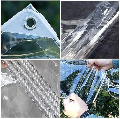 Clear Tarp with Grommets,Vinyl Tarpaulin Heavy Duty (12 * 16FT(3.6 * 4.8M)