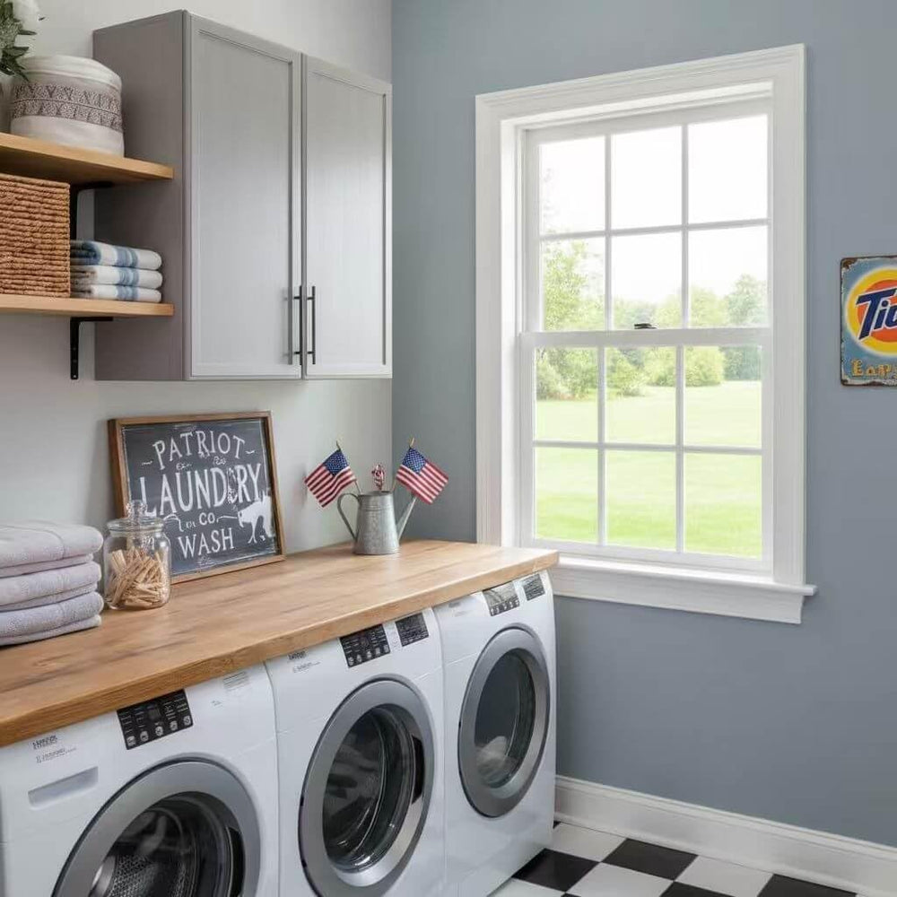 60"W Grey Laundry Room Wall Mounted Cabinets with Adjustable Shelf