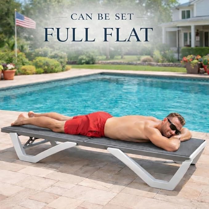 Kozyard Outdoor Chaise Lounge Chair, Full Flat Adjustable Patio Lounger with ...
