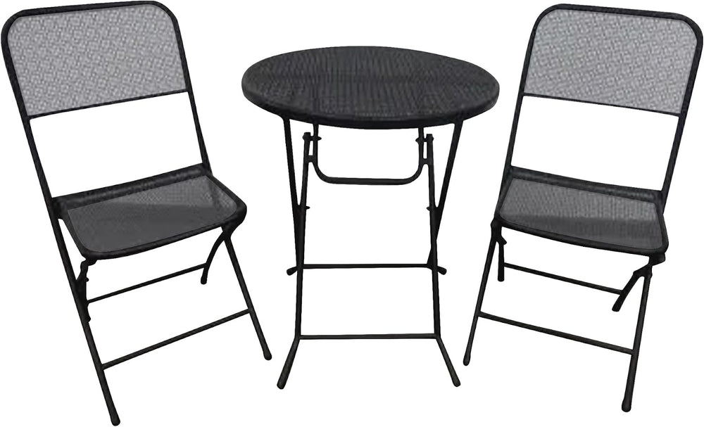 Four Seasons Courtyard Padova 3-Piece Outdoor Bistro Dining Set, Black
