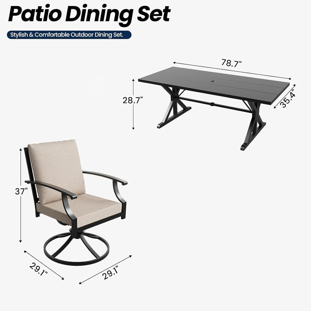 9 Pieces Outdoor Patio Dining Set,Patio Table and Chairs Metal Outdoor Patio ...