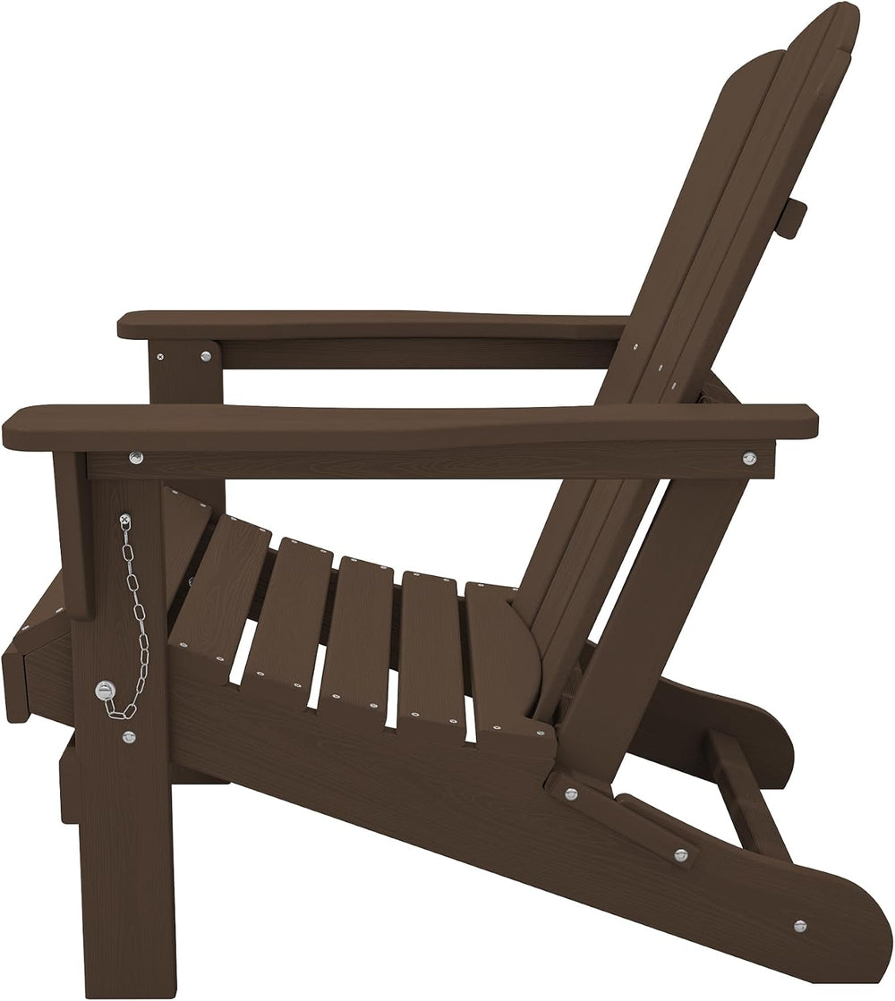 KINGYES Folding Adirondack Chair Set of 2 with Cup Holder, Coffee
