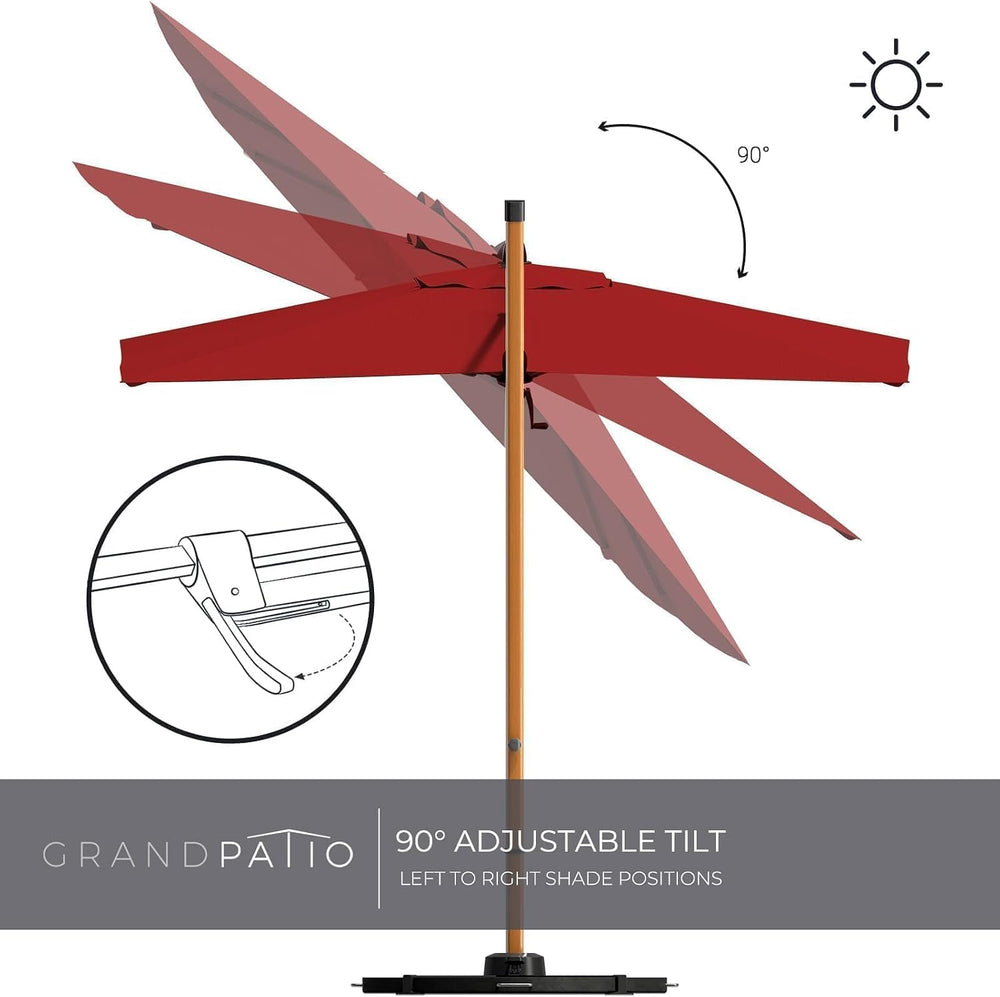 Grand patio 10FT Patio Umbrella, Aluminum Cantilever Umbrella with Round Cano...