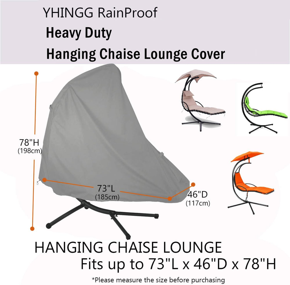Patio Hanging Chaise Lounge Cover 73 Inch Waterproof 900D Heavy Duty Outdoor ...