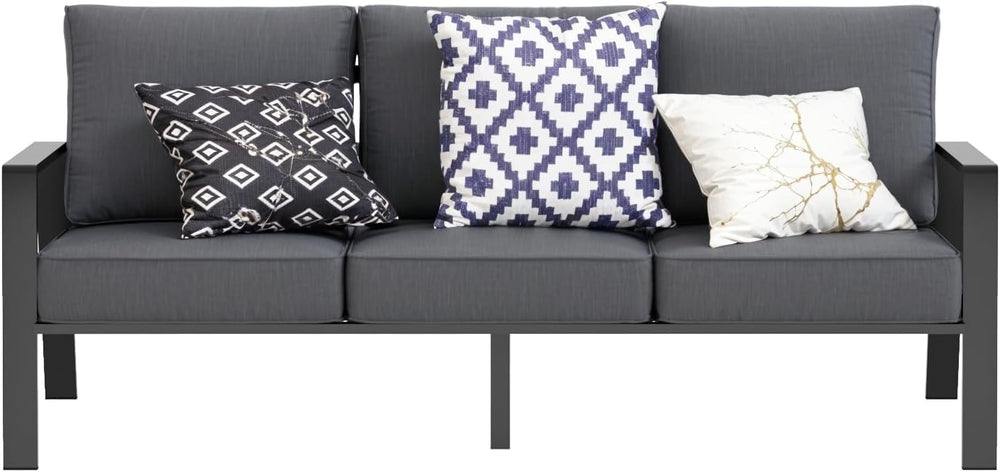 Outdoor Couch 3-Seat All-Weather Metal Outdoor Sofa, Oversized Patio Couch, A...