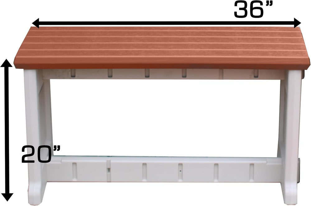 Bench, Redwood Top with Warm Grey Sides, 2 Pack - Proudly Made in The USA, Cl...