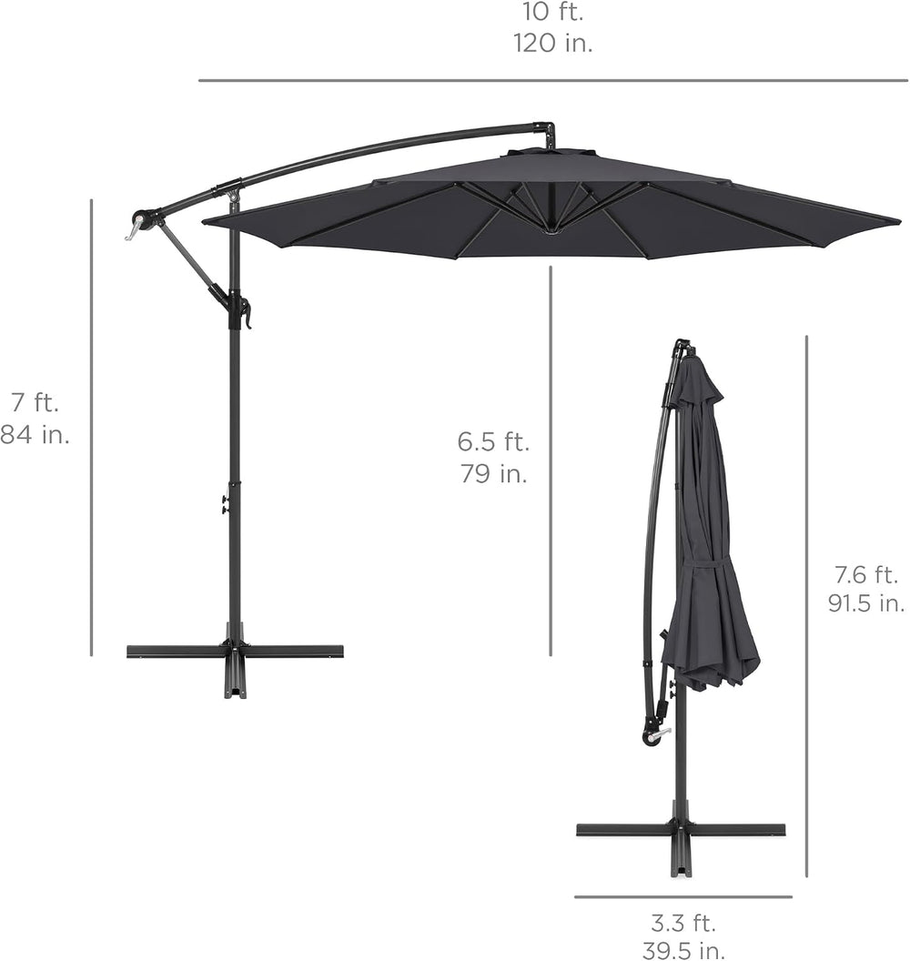 Best Choice Products 10ft Offset Cantilever Hanging Market Patio Umbrella, 8 ...