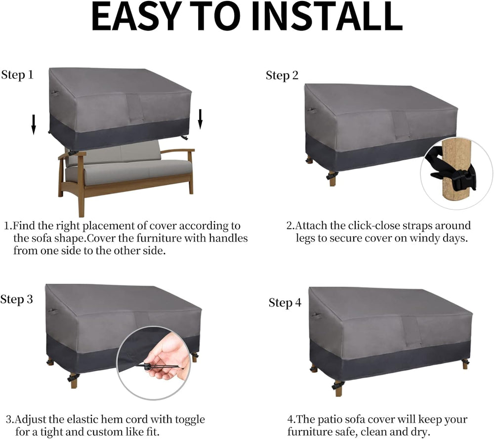 Easy-Going Heavy Duty Outdoor Bench Couch Cover, 80Wx37Dx33H inch