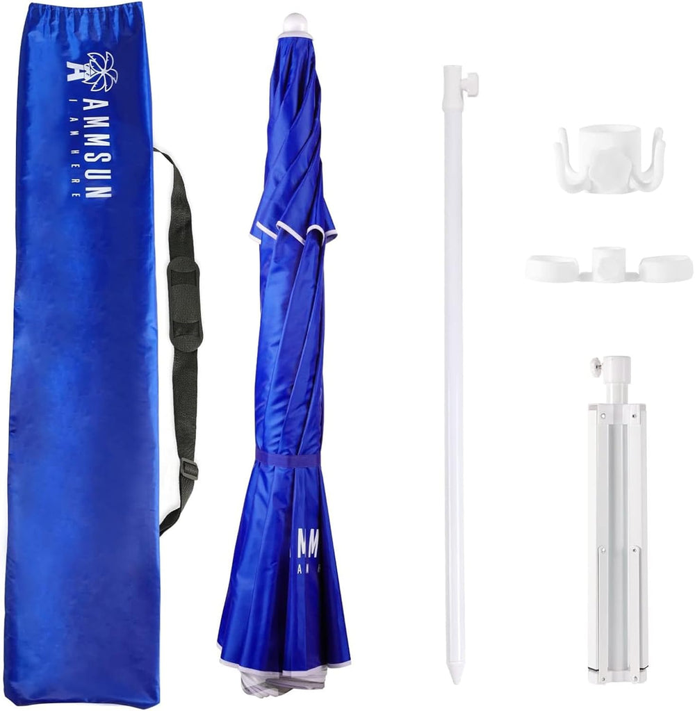 AMMSUN Shade Umbrella, Premium Portable Umbrella with Stand, 6.5ft Lightweigh...