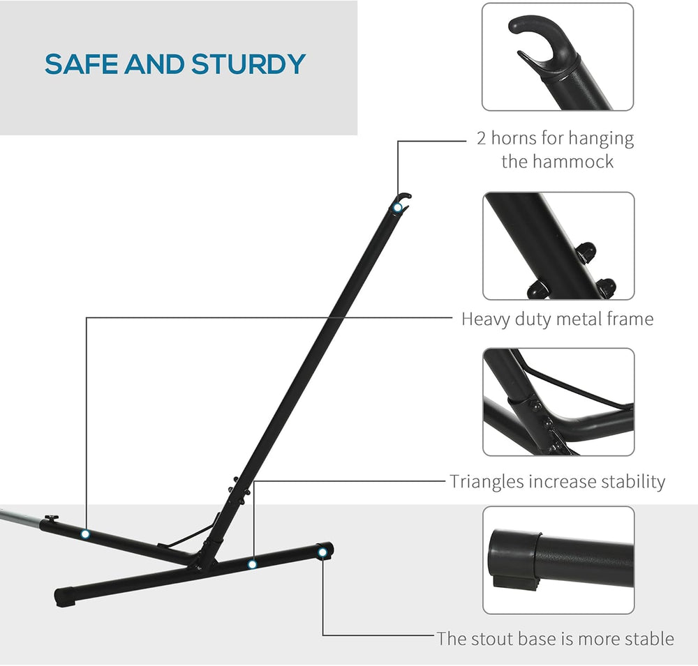 Outsunny Universal Hammock Stand 10-13ft Adjustable Steel Portable Black