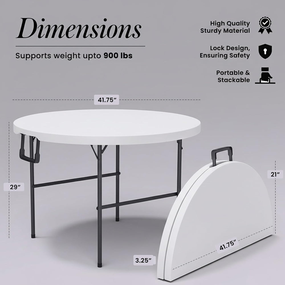 Our Modern Space 3.5 Feet Circular Round Foldable Table with Built in Handle ...
